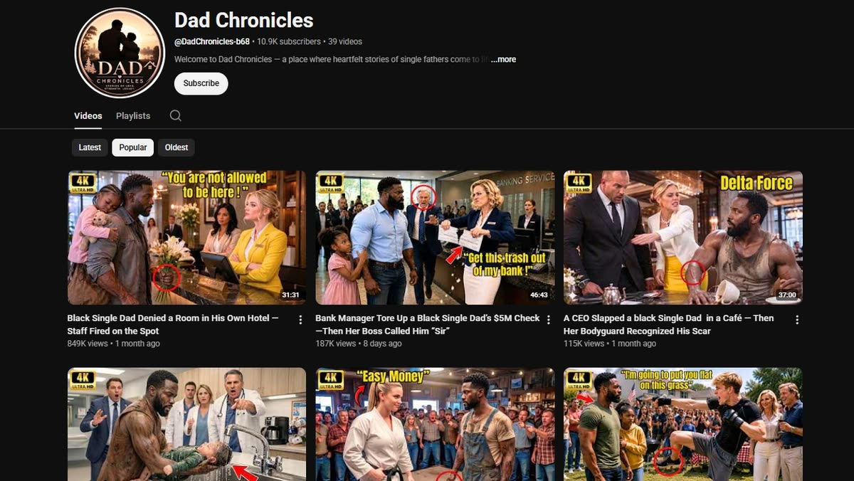 A story channel publishing narrated long-form story videos
